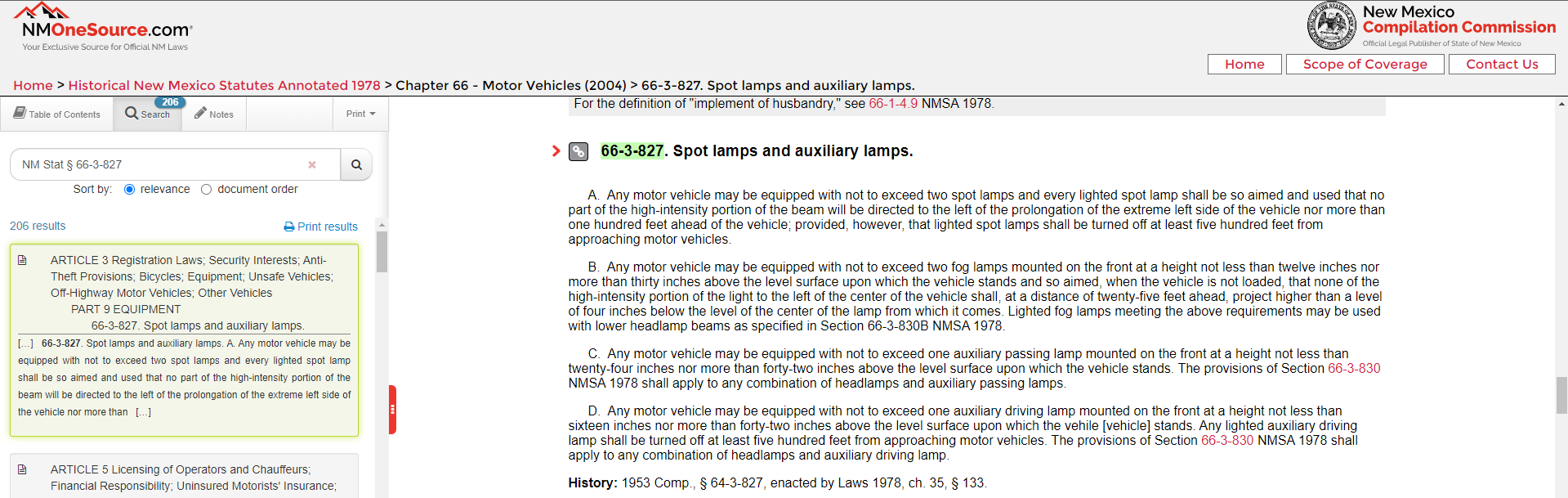 NM Auxilarly Lights Law