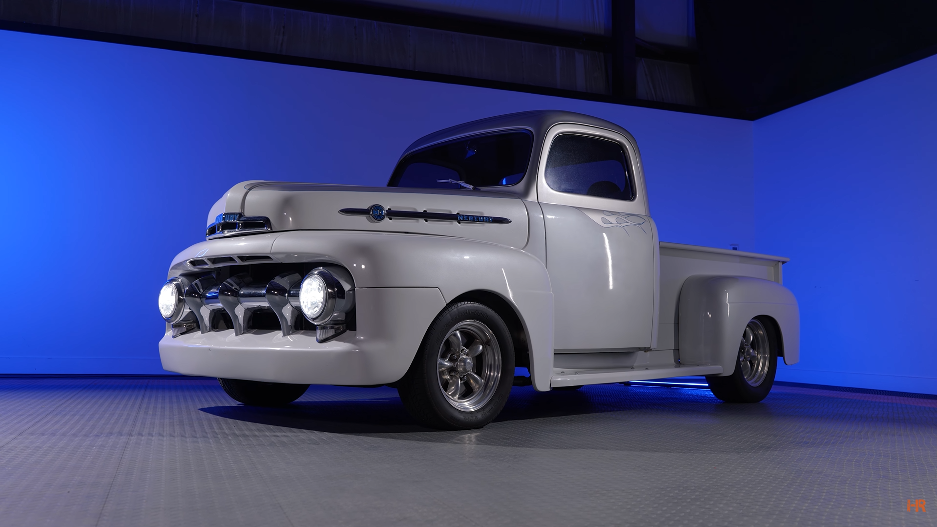An old Chevrolet pickup truck with Holley RetroBright Headlights.