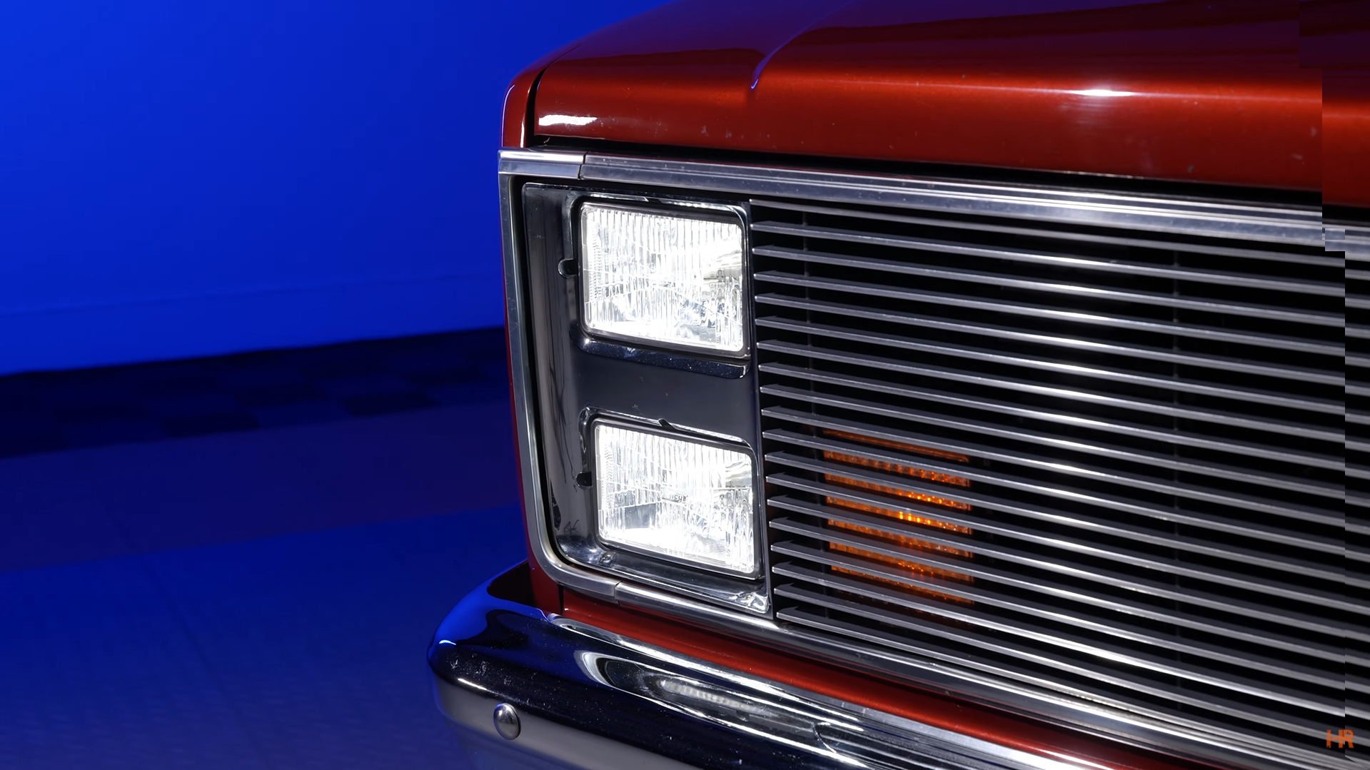 A Chevrolet C10 pickup with LED Holley RetroBright Headlights.